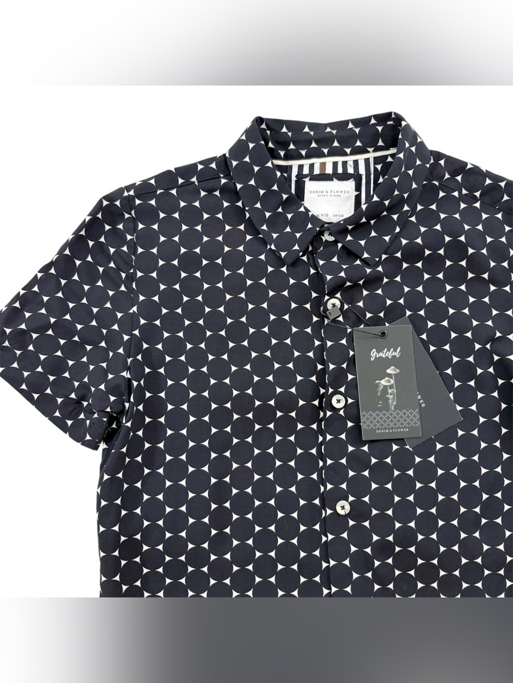 NWT Denim & Flower Black Short Sleeve Shirt Button Down Shirt 9/10